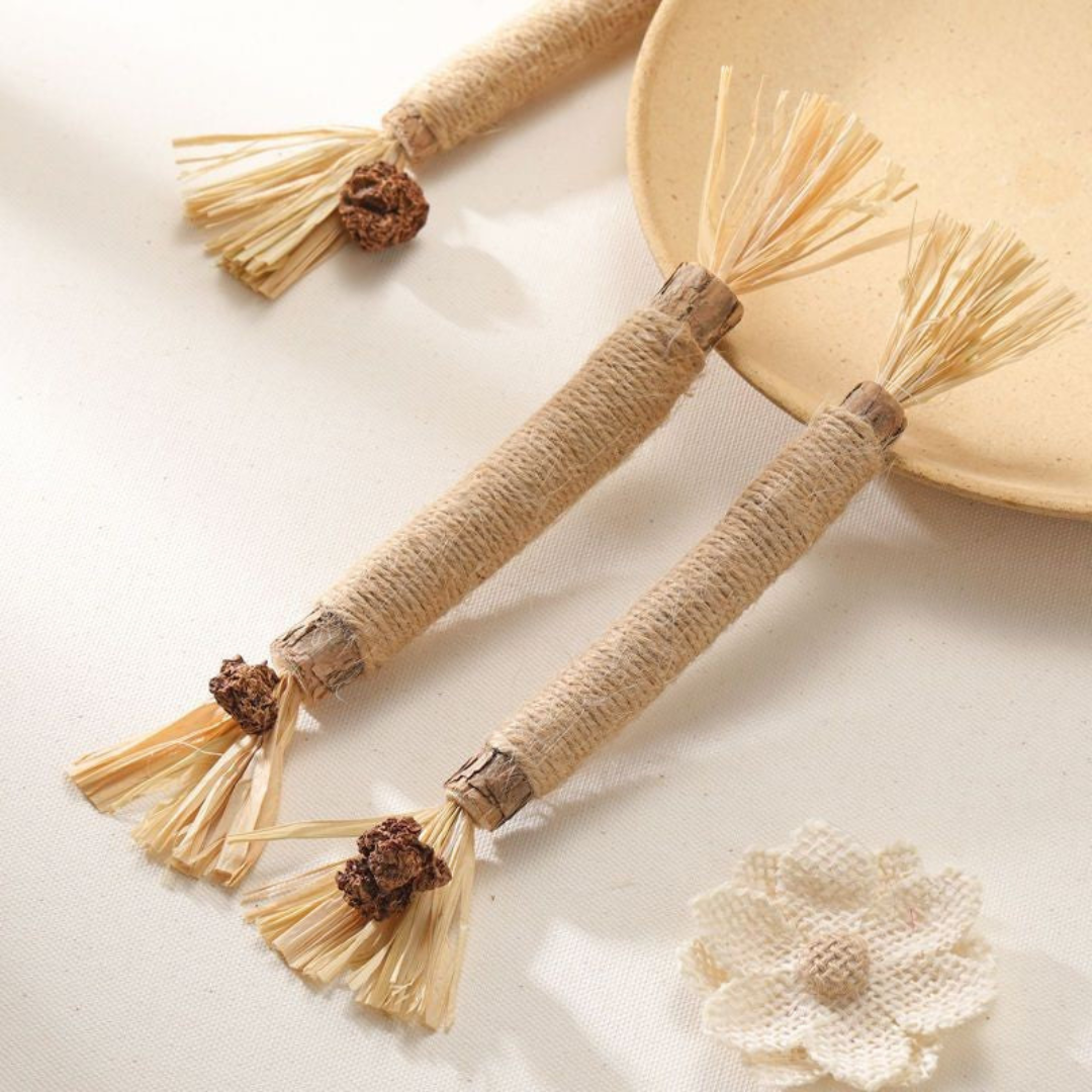 3x Raffia Dental Sticks